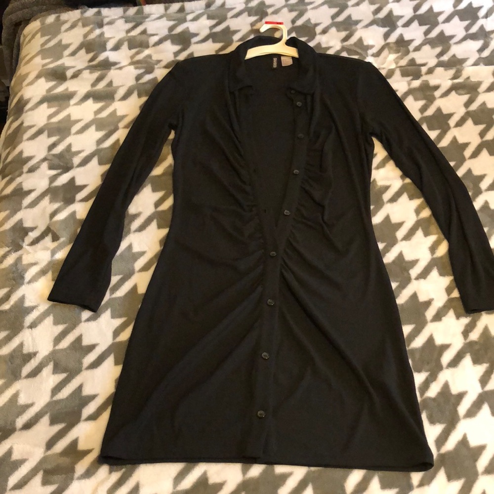 Knee length long sleeve button up bodycon
